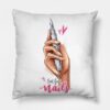 But First Nails Throw Pillow Official Nail Technician Merch