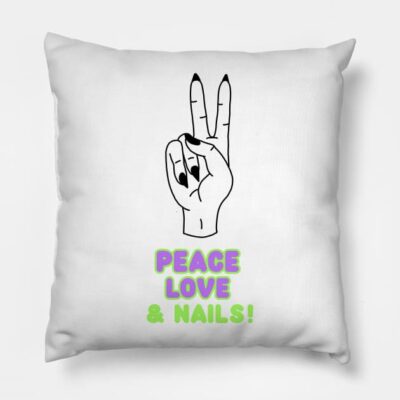 Peace Love And Nails Nail Tech Nail Love Throw Pillow Official Nail Technician Merch