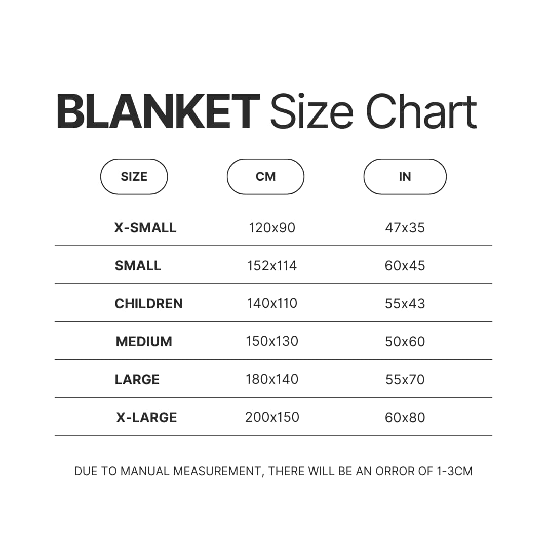 Blanket Size Chart - Nail Technician Gifts