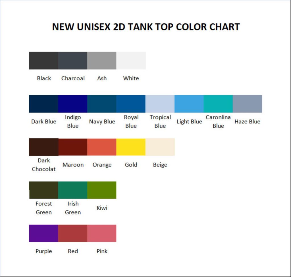 tank top color chart - Nail Technician Gifts