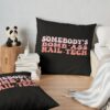 Somebody'S Bomb Ass Nail Tech Funny Nail Technician Throw Pillow Official Nail Technician Merch