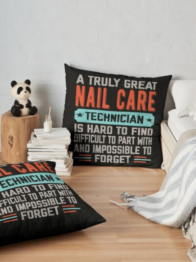 Nail Care Technician Throw Pillow Official Nail Technician Merch