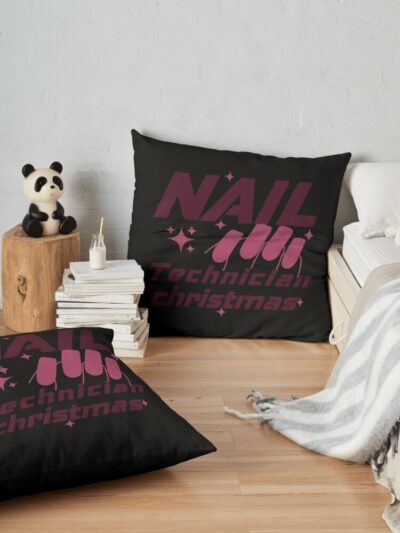 Nail Technician Christmas Throw Pillow Official Nail Technician Merch