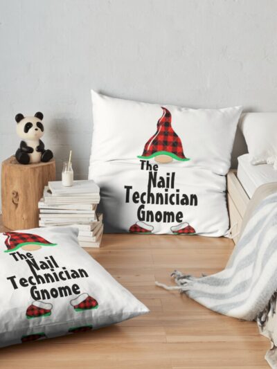 The Nail Technician Gnome Throw Pillow Official Nail Technician Merch