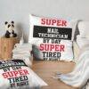 Super Nail Technician By Day Super Tired By Night Throw Pillow Official Nail Technician Merch