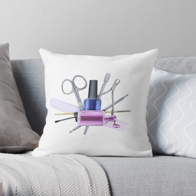 Nail Polish Salon Watercolor Throw Pillow Official Nail Technician Merch