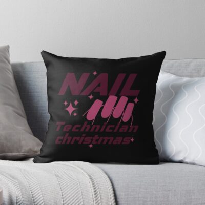 Nail Technician Christmas Throw Pillow Official Nail Technician Merch