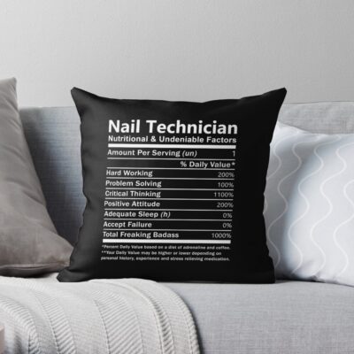 Nail Technician Throw Pillow Official Nail Technician Merch