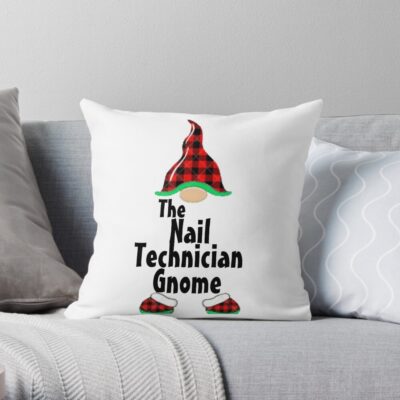 The Nail Technician Gnome Throw Pillow Official Nail Technician Merch