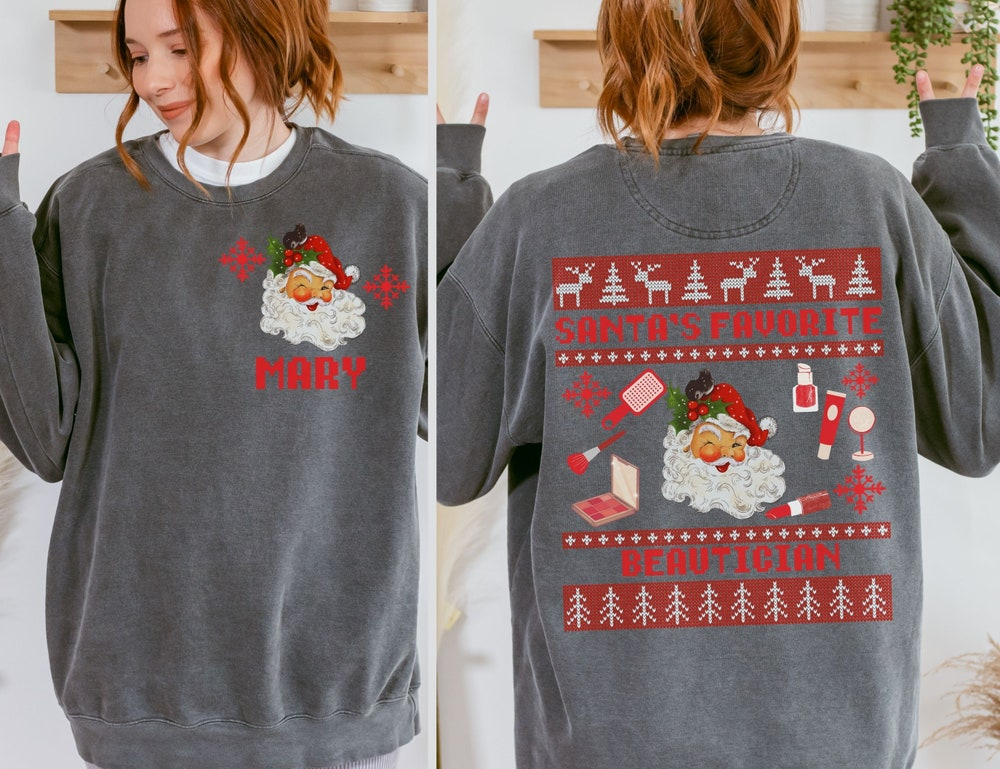 Personalized Nail Technician Christmas Sweatshirt