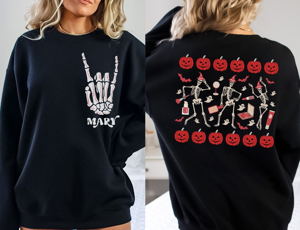 Personalized Oversized Spooky Nail Technician Christmas Sweatshirt